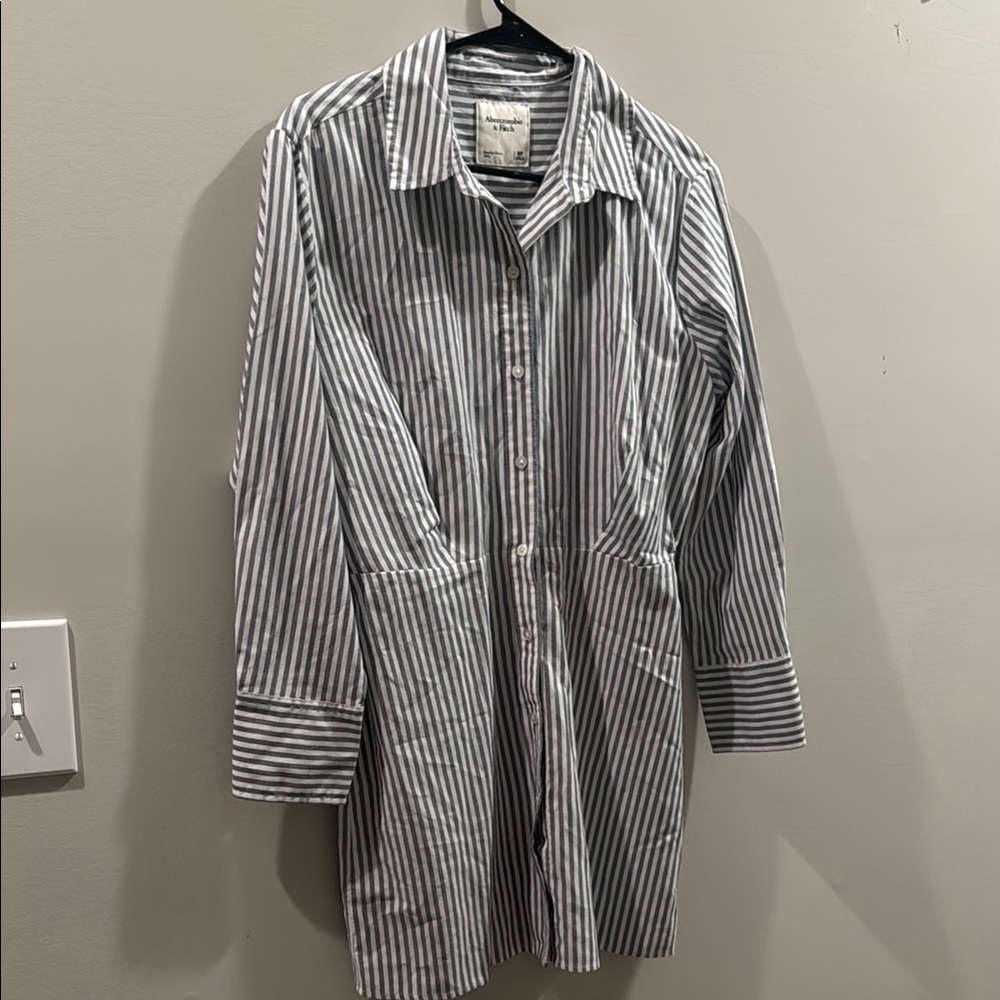 Abercrombie & Fitch Striped Button-Up Shirt Dress